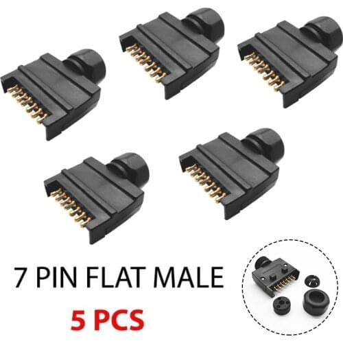 5pcs 12V 7-Pin Flat Male Trailer Plug Adapter for Truck Caravan Light Connector Waterproof Cars Socket Battery Connectors