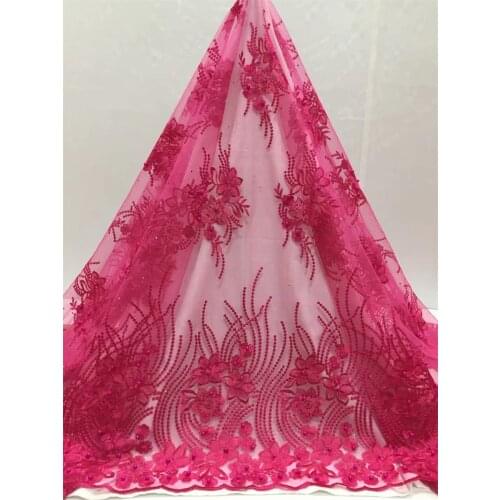 5 Yards/piece African Lace Fabric Embroidered Dentelle French Lace Whith Bead and Stones Guipure DIY Design Wedding Party Dress