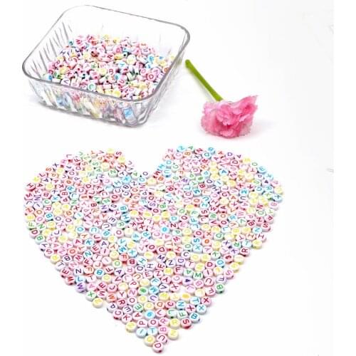 AHB 200pcs Alphabet Letter Beads Acrylic Accessories Round Spacer Beads Handmade Jewelry Materials DIY Charms Bracelet