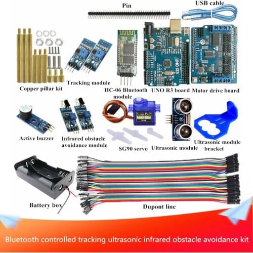 Bluetooth Controlled Automatic Tracking Shaking Head Ultrasonic Infrared Obstacle Avoidance Kit Chassis Controller Universal Kit