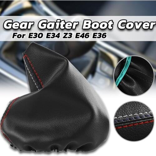 Stitch Shift Knob Shifter Boot Cover Durable Black Leather Shifter Shift Boot Dust-proof Cover For BMW E30 E34 Z3 E46 E36