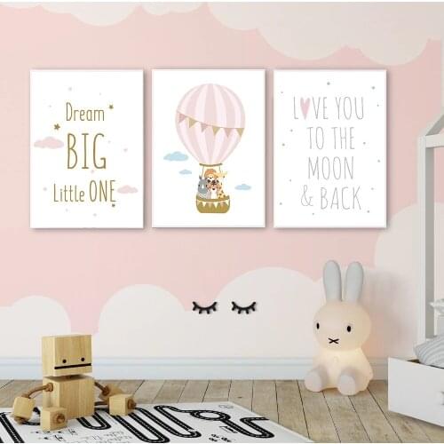 Nursery Art Print Balloon Painting Quotes Poster Giraffe Canvas Prints Nordic Paintings Wall Pictures For Baby Room Decoration