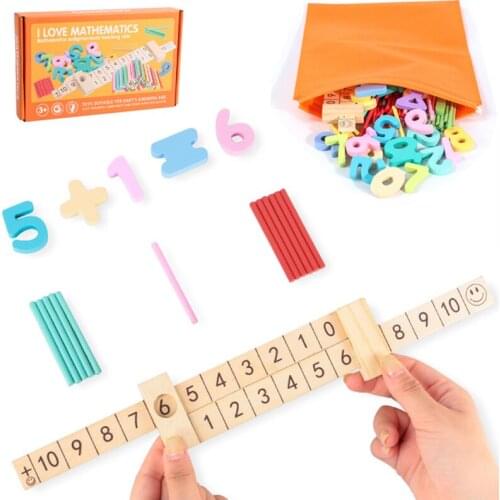 Children Math Educational Toys Learn Addition And Subtraction Wooden Montessori Ruler Counting Sticks Teaching Aid Kids Math Toy