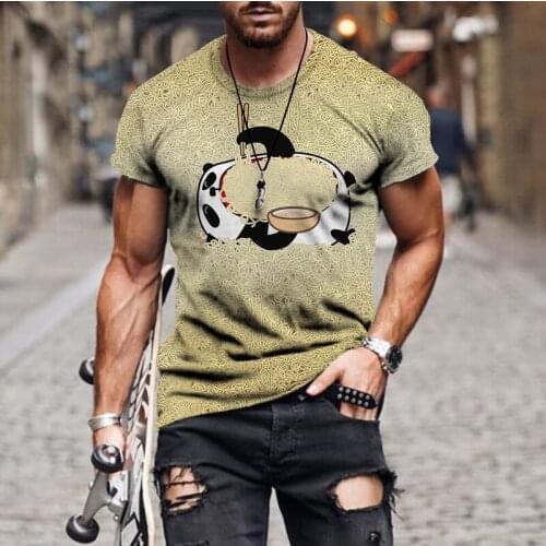 New Animal Oversized T-shirt Mens Summer Fashion Panda Print Casual Mens T-shirt Short Sleeve Top Mens