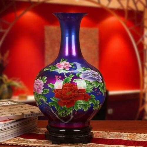 Jingdezhen ceramics high-grade crystal glaze colorful vase Vase Decoration of modern living room decoration crafts Home Furnishi