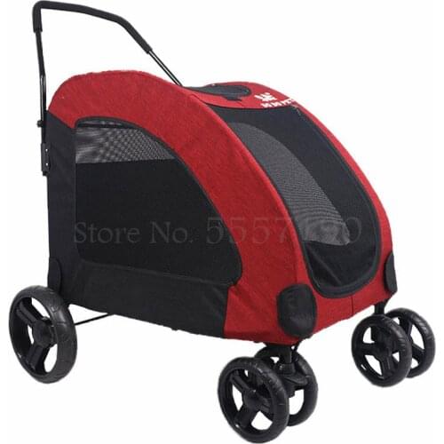 Pet stroller dog stroller dog cart rescue dog four-wheeled golden retriever labrador medium and large dog out folding light