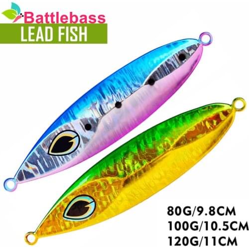 BATTLEBASS 2021 1pcs/lot Metal Jig Spoon Lures 80g-100g-120g Artificial Baits Shore Slow Jigging Super Hard Bass Fishing Lures