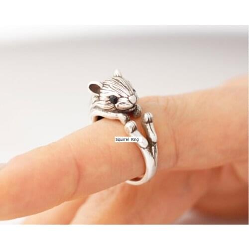Cute Retro Squirrle Ring Motion Experience Hamster Ring Mouse Ring Free Adjustable Size