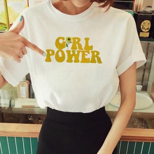 Fashion GRL POWER Letter Print T Shirt Women Tops Summer Short Sleeve Casual T-shirt Harajuku Shirt T Shirt Femme Camiseta Mujer