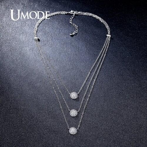 UMODE Fashion 3 Layers Necklaces & Pendants Micro CZ Half Balls 4 Colors Choker Necklaces for Women Hot Jewelry Collier UN0230