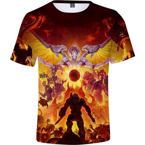 High Quality Doom Eternal Tshirt Men/women Fashion Casual Round Neck T-shirt T-shirts Tees 3D Print Doom Eternal Short Sleeve