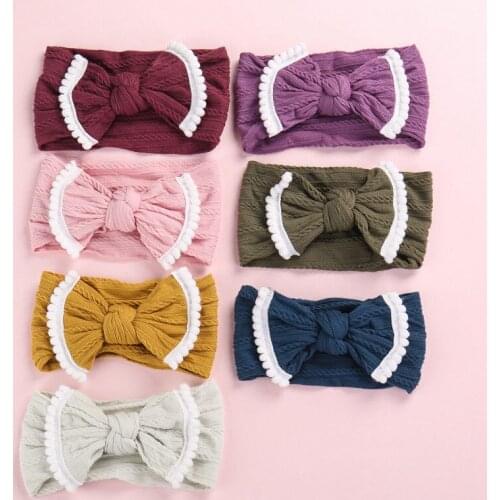 Nylon Cable Knit Baby Headband One size fits ALL ages Soft nylon baby headwraps Top Knot bow headwrap CABLE KNIT HB329S