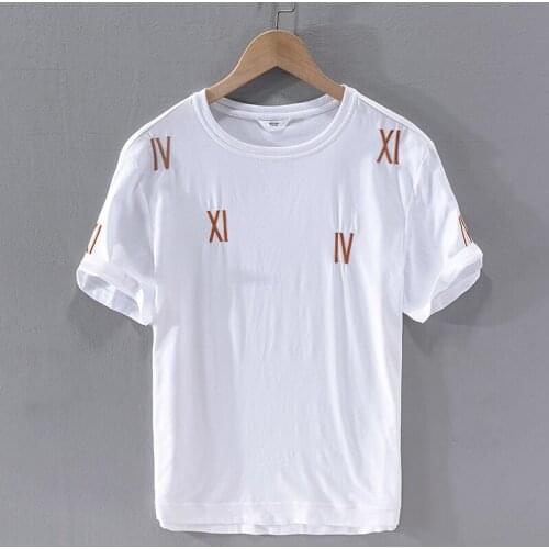 Japanese style summer casual short-sleeved linen t shirt men brand embroidery t-shirt for men fashion trendy loose tshirt mens