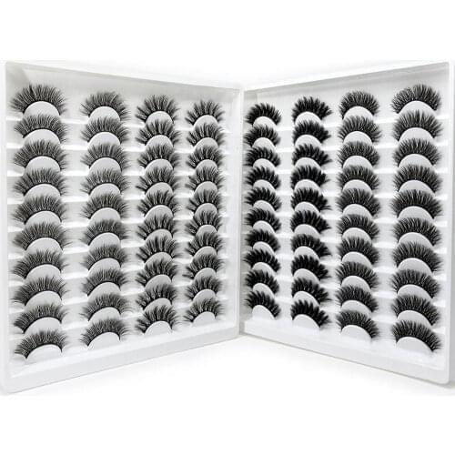 Wholesale 1 box 8/40 pairs natural long false eyelashes fluffy wispy 3d mink lashes eye fake lash soft hand made faux cilios