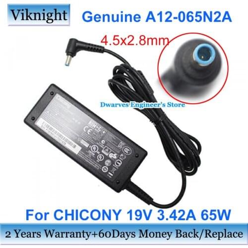 Genuine A12-065N2A AC Adapter 19V 3.42A 65W Laptop Charger For CLEVO W540SU W550SU N750HU For Gigabyte Q1700C NOTEBOOK 4-1010SA