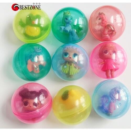 3Pcs 75MM Plastic Capsule Toys 2.95 Inch Transparency Surprise Balls With Different Figure Toys Mini Dolls For Vending Machine