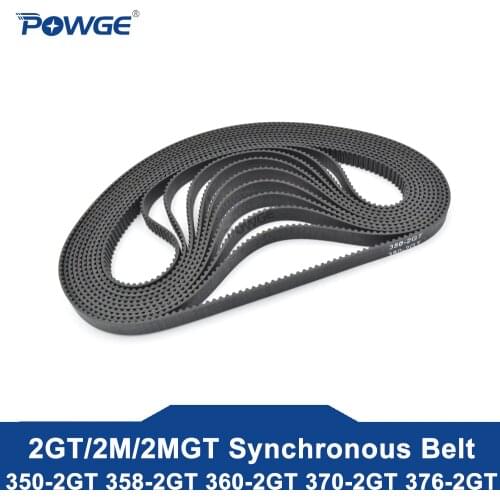 POWGE 2MGT 2M 2GT Synchronous Timing belt Pitch length 350/358/360/370/376 width 6mm/9mm Teeth 175 179 180 185 188 Loop closed