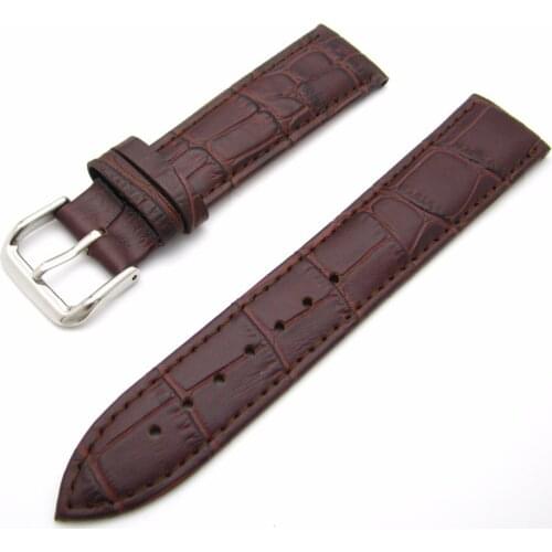 CARLYWET 12 14 16 18 20 22 24mm Genuine Leather Dark Brown Classic Alligator Grain Watch Band Strap Belt For Seiko Rolex Omega