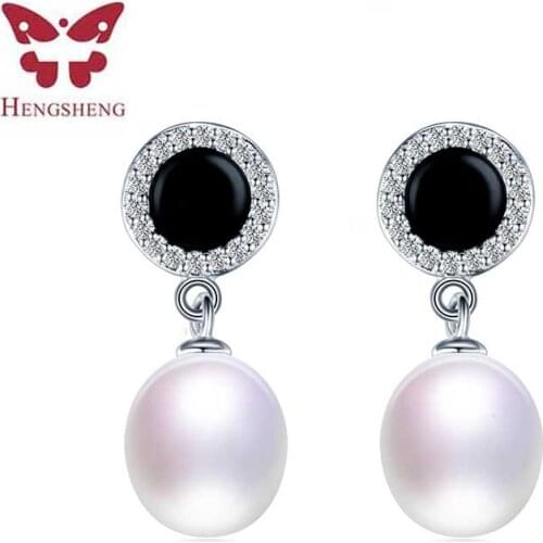 HENGSHENG AAAA Real Natural Pearl Jewelry Earrings, Elegant Women Zircon Earring, High Luster Freshwater Pearl Earring Jewelry