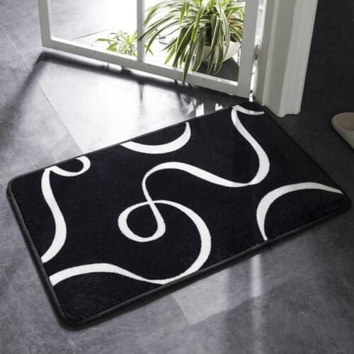 Super Soft Absorbent Bath Mat Black and White Geometric Bathroom Door Mat Non-slip Bathroom Rug Kitchen Anti-slip Floor Mat