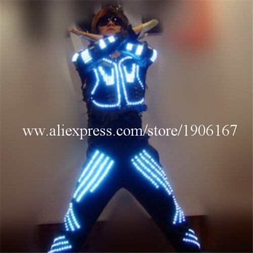 Led Dance Performance Stage Clothes Full-body Led Costume Luminous Light Up Robot Suit For Men Free Shipping