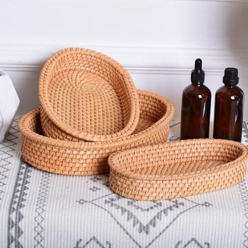 Vietnam Autumn Rattan Woven Storage Oval Three-Piece Tray 3pcs set
