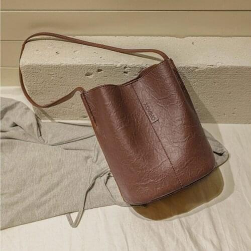 Vintage Women Handbag Large Capacity Bucket Bags Casual PU Leather Shoulder Messenger Bags Ladies Purse Feminina Bolsa Mujer