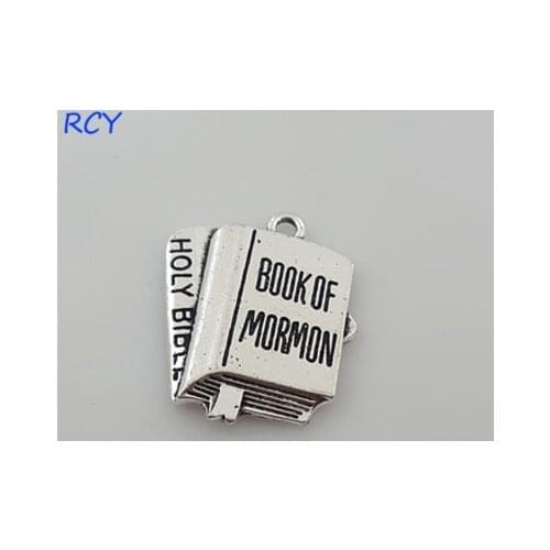 Top Quality 5 Pieces/lot 27*32mm Letter Printed book of mormon Holy Bible charms inspiration charm for jewelry making