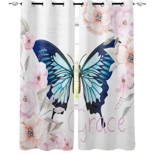 Butterfly Flower Music Notes Curtains For Bedroom Living Room Modern Kitchen Windows Curtain Home Decoration Drapes