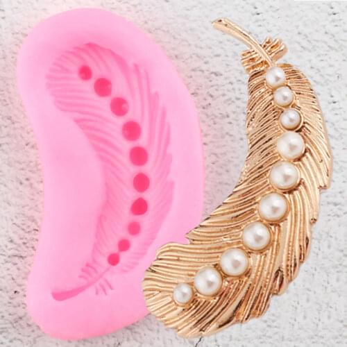 Pearl Feathers Silicone Mold DIY Cupcake Topper Fondant Cake Decorating Tools Jewelry Resin Clay Candy Chocolate Gumpaste Moulds