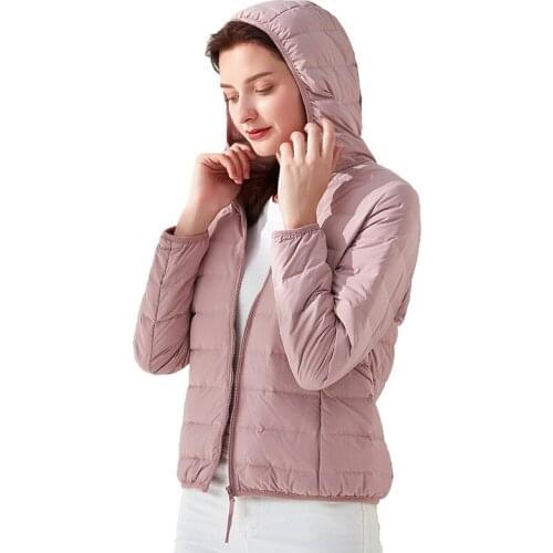 2020 New Hooded 90% White Duck Down Jackets Women Autumn Winter Warm Parkas Ultralight Puffy Coat Female Windproof Outerwear