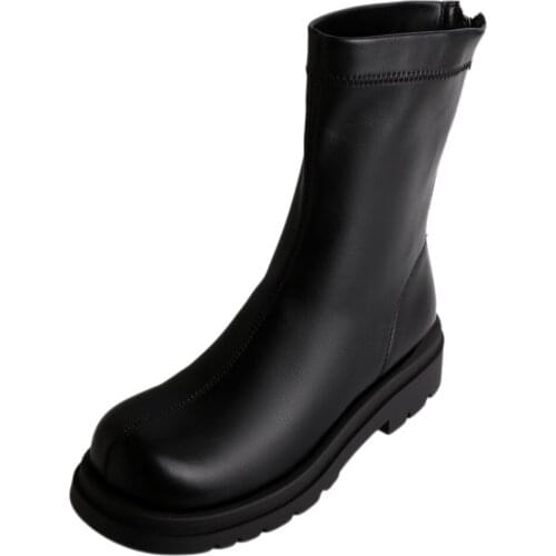 2021 New Elastic Boots Women High Quality Material 4.5cm Heel Shoes Autumn Winter Black White Fashion Womens Shoes Size 34-40