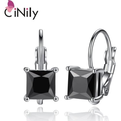 CiNily Chic Black & Pink Onyx Stone Drop Earrings Silver Plated Dangling Earring Fashion OL Office Career Jewelry Girls Women