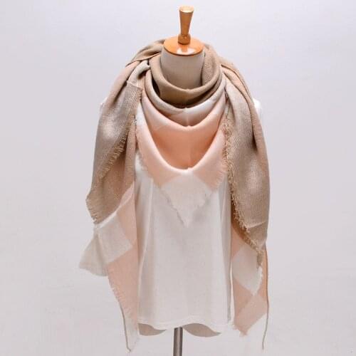 Winter summer hijab Triangle Scarf For Women female Brand Designer Shawl Cashmere Plaid Scarves Blanket Dropshipping XS027-15