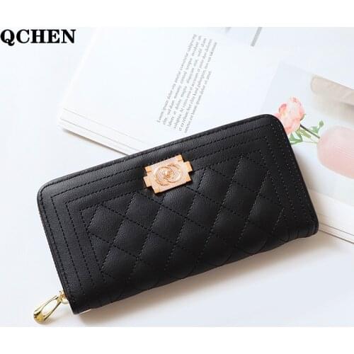 Wallet Women Long Luxury Brand Leather Coin Purses Tri-fold soft skin buckle Clutch Female Money Bag hand Credit Card Holder 762