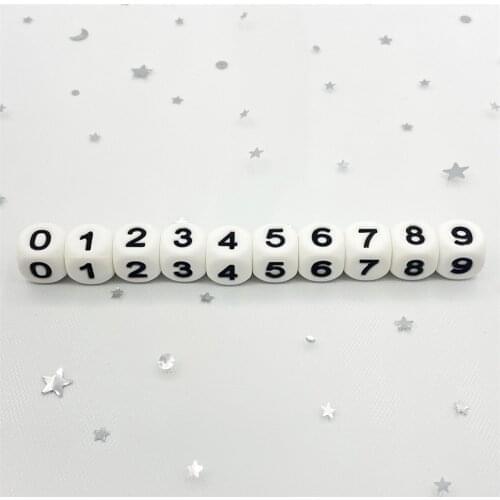 10pcs Silicone Arabic Numeral Teether Beads Cube Figure Number Baby Nursing Teething Necklace Free Combination Birthday