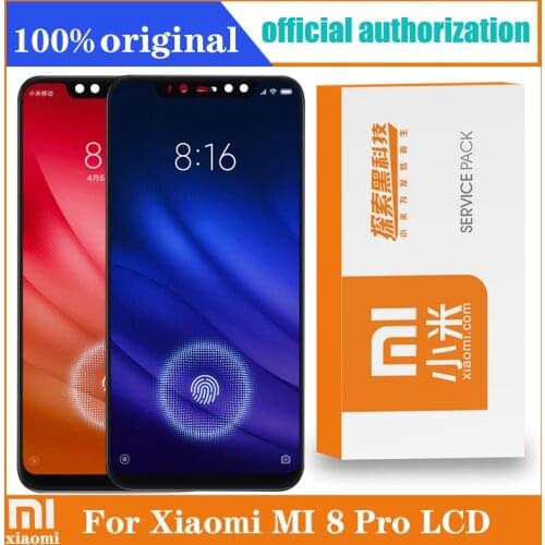 100% Original 6.21'' Display with frame for Xiaomi Mi 8 Pro mi8 pro Global LCD Touch Screen Digitizer Assembly Replacement Parts