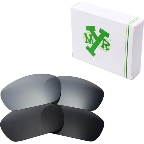2 Pairs Mryok POLARIZED Replacement Lenses for Oakley Jawbone Sunglasses Stealth Black & Silver Titanium