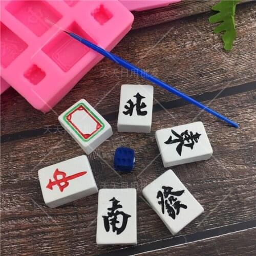 3Pcs Chinese Mahjong tube cooking tools decoration Silicone mold baking Fondant Sugar Craft Molds DIY Cake