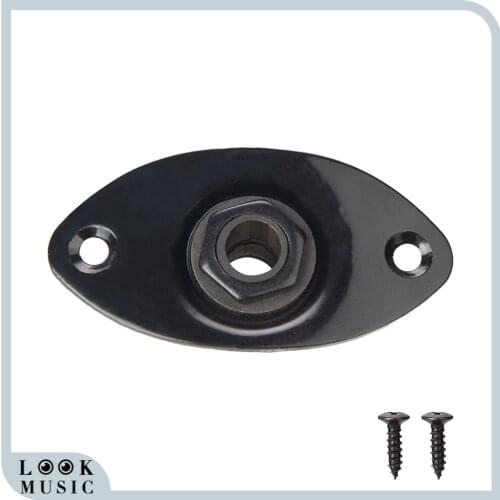Electric Guitar Jack Plate Socket Guitar Parts Oval Metal Concave Output Jack Plate & Screws Electric Guitar Replacement BL / CH