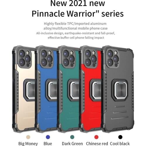 Armor Case For iPhone 12 Pro Max Magnetic Metal Ring Shockproof Silicone Back Cover For iPhone 11 Pro Max 12 Mini Standing Case