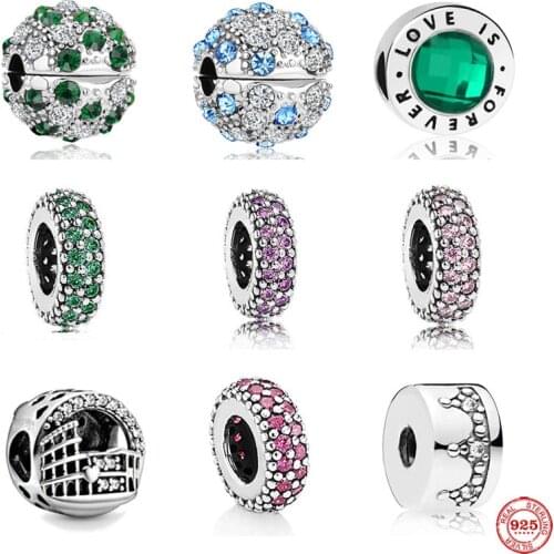 New arrival green love is forever spacer blue pink clip diy Bead fit Original Pandora charms silver 925 for women jewelry