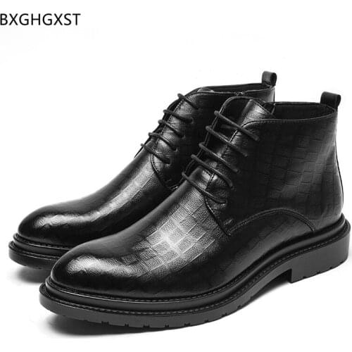 Black Leather Shoes Man Ankle Boots for Man 2021 Martin Boots for Men Male Brown Luxury Designer Boots Men Dress Shoes Chaussure