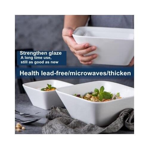 European Style Good-looking Ceramic Soup Bowl Microwave Square Oven Tableware Plate Fruit Ice Powder Dessert Food Household Bowl