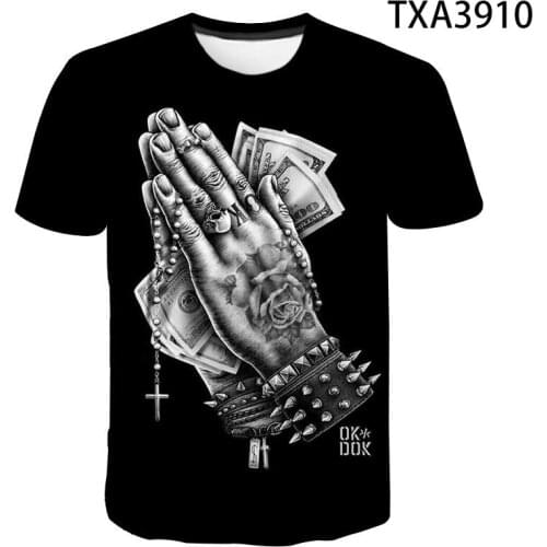 New Summer Short Sleeve Fashion Prayer 3D Printed T Shirts Casual Boy Girl Kids Streetwear Men Women Children Cool Tops Tee