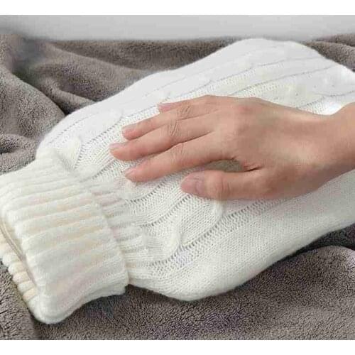 Knitted bag! 2L large hot water bottle with woven cover, high quality hot water bottle knitted bag