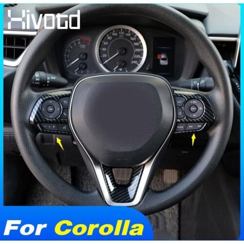 Hivotd Steering Wheel Button Cover Interior Decoration Trim Car Styling Accessories Parts For Toyota Corolla 2019/ For Rav4 2020