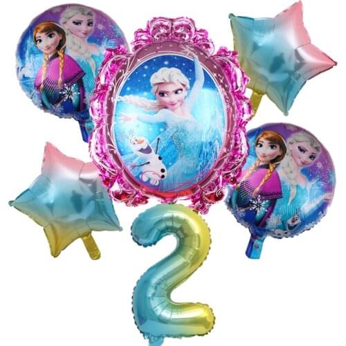 Frozen Anna Elsa Princess Disney Series Aluminum Foil Number Balloon Girls Birthday Party Decorations Baby Shower Gift Toys