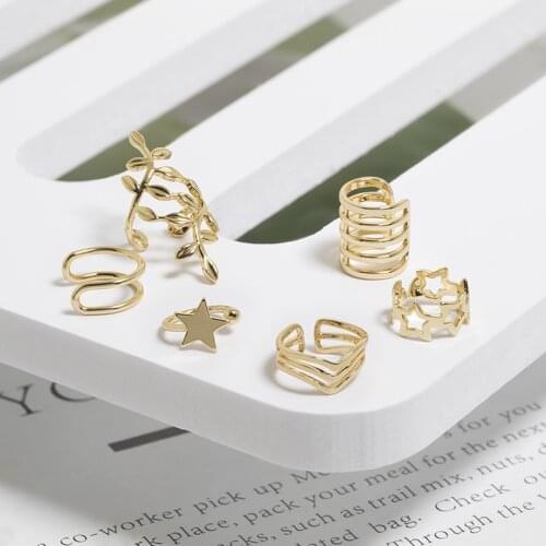 Simple Ear Cuff Gold Leaves Star Non-Piercing Ear Clips Fake Cartilage Earring Jewelry For Women Men Gifts Trendy Earings