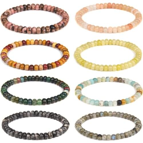 Rondelle Beads Bracelets For Women Men Natural Stone Wheel Shape 4x6mm Beads Aventurine Agates Labradorite Jades Fashion Jewelry